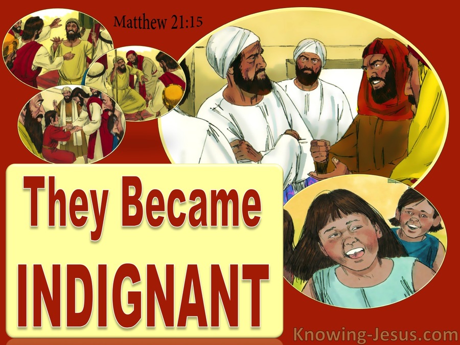 Matthew 21:15 They Became Indignant (red)
